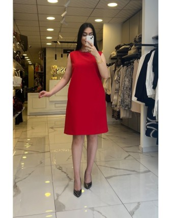 Ekol Kırmızı Kurdela Detaylı Elbise 