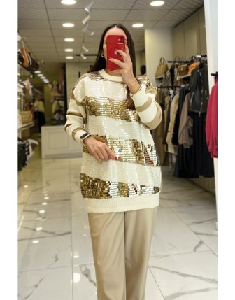 Tığ Triko Gold Payetli Kazak 