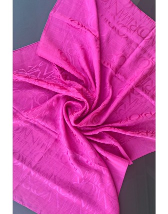 Imannoor Monogram Fuşya Shiny Jakar Şal