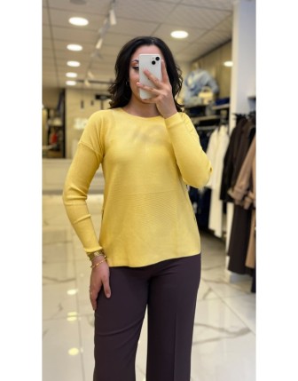 On Fashıon Sarı Yanları Fermuarlı Triko Kazak