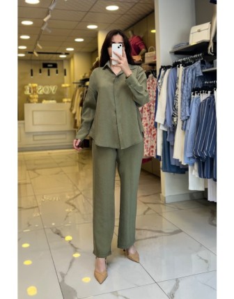 On Fashıon Haki Gömlekli Lastikli Takım