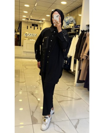 Gazella Siyah Paraşüt Detaylı Takım