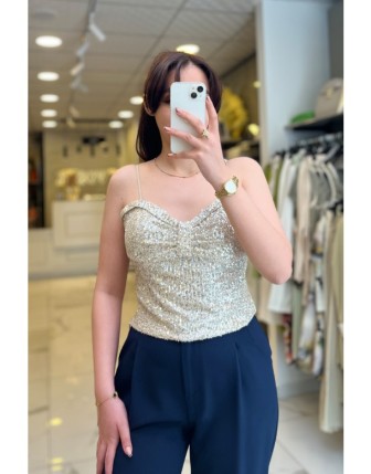 Mi Gold Payetli Bluz 