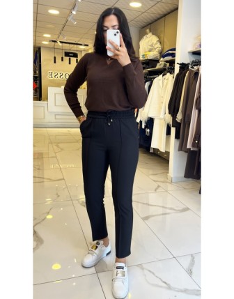 Yusuf Özdemir Siyah Beli Lastikli Pantolon