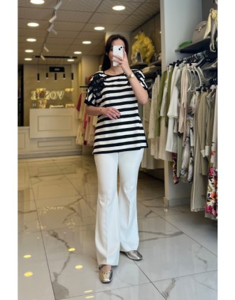 Vosse Siyah-Beyaz  Çizgili Tişört 