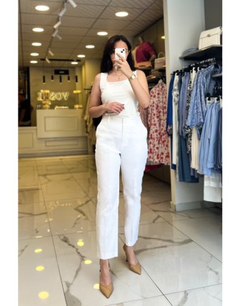 Ekol Ekru Boru Paça Pantolon