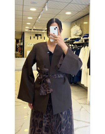 Miarte Kahverengi Leopar Kuşaklı Ceket 