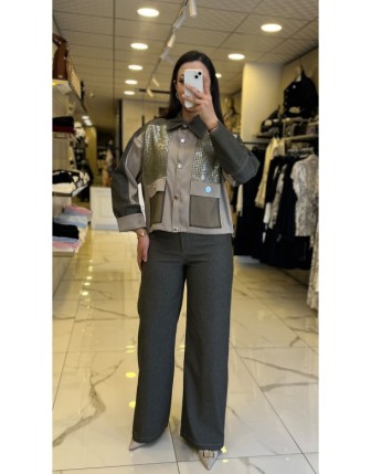 Miarte Haki Cep Detaylı Denim Takım