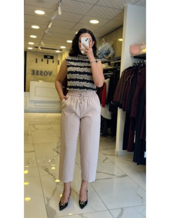 Yusuf Özdemir Taş Beli Lastikli Dikiş Detaylı Pantolon