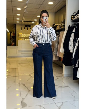 Sedna Lacivert İspanyol Kot Pantolon 