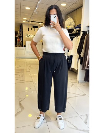 Yusuf Özdemir Siyah Paça Detaylı Pantolon