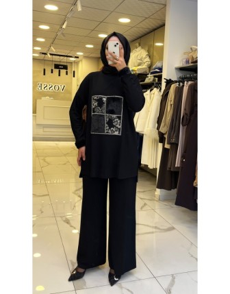 Gazella Siyah Leopar Detaylı Takım