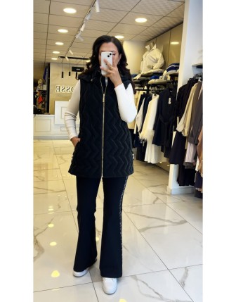 Ekol Siyah Kapüşonlu Fermuar Ve Cep Detaylı Şişme Yelek