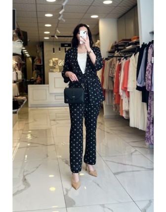 Ekol Siyah  Desenli,Büzgülü Takım