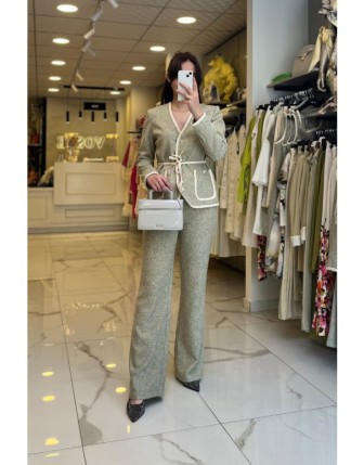 Sedna Yeşil Cep Detaylı,Kuşaklı Takım 