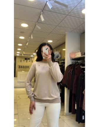 İndigo Taş Fitilli Uzun Kollu Bluz