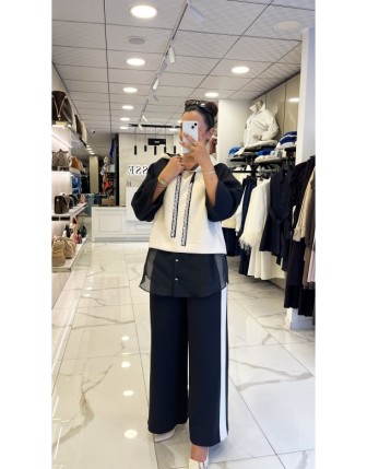 Mianotte Krem Taş İşlemeli Organize Takım 