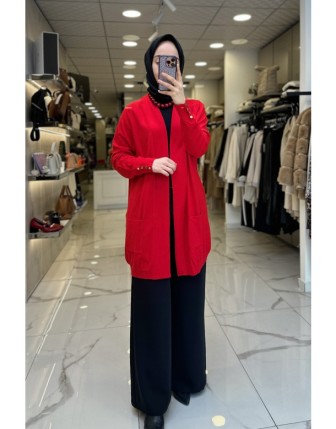 Tığ Triko Kırmızı Triko Hırka