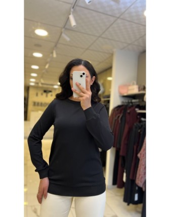 İndigo Siyah Fitilli Uzun Kollu Bluz