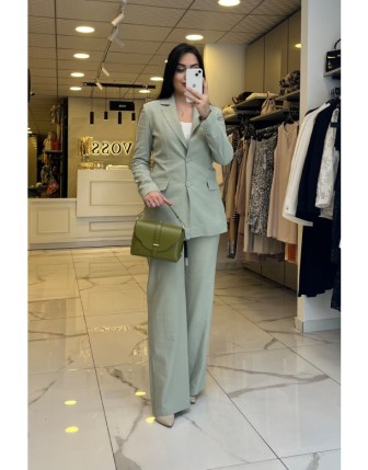 Sedna Mint Düğme Ve Cep Detaylı Blazer Ceketli Takım