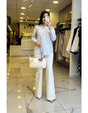 Ekol Mavi İnce Çizgili Gömlek