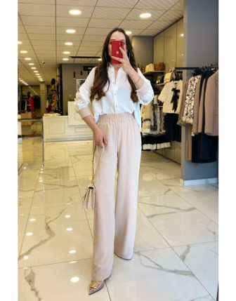 Miarte Bej Renk Geçişli Astarlı Beli Lastikli Pantolon
