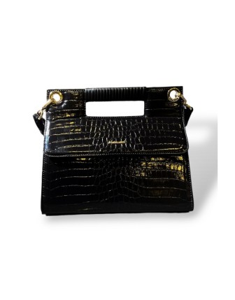 Kare Görünümlü Dikdörtgen  Deri Siyah Çanta