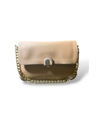 Dikdörtgen Formlu İç Çantalı Gold Detaylı Vizon Çanta