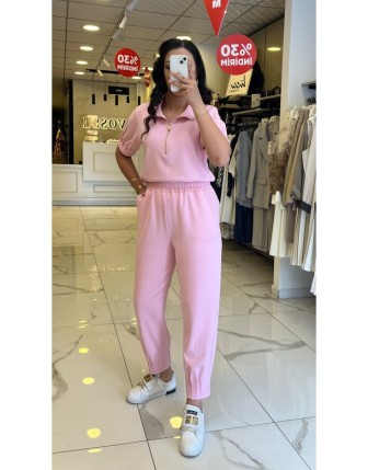 On Fashıon Pembe Dikiş Detaylı Takım