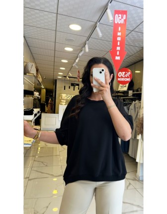 Bize Siyah Ribanalı Şifon Bluz