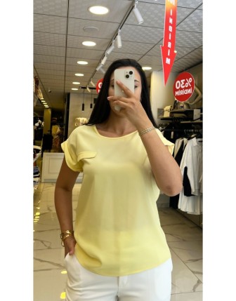 Vosse Sarı Cep Detaylı  Basic Bluz