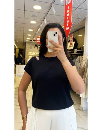 On Fashıon Siyah Merserize Bluz