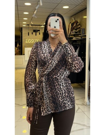 Ekol Leopar Kruvaze Bluz 