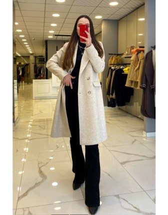 Ekol Bej Düğme Ve Cep Detaylı Kaşe Kaban