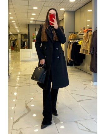 Ekol Siyah Düğme Ve Cep Detaylı Kaşe Kaban