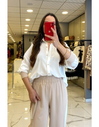 Miarte Ekru Arkası Zımba Ve Kanat Detaylı Gömlek