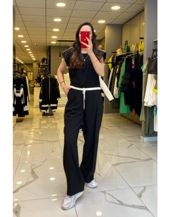 Miarte Siyah Beli Lastikli Kısa Kollu Takım