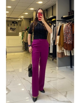 Ekol Fuşya Boru Paça Cepli Pantolon