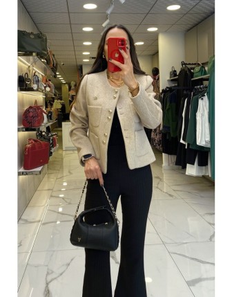 Ekol Vizon Gold Düğme Detaylı Aksesuarlı Cepli Astarlı Kaşe Ceket