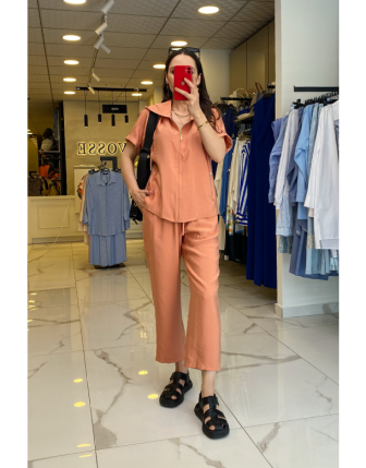 Ekol Somon Fermuarlı Kapuşonlu Beli Latikli Takım