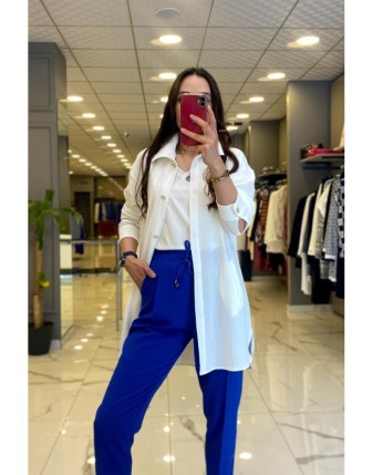 On Fashıon Beyaz Cep Detaylı Düğmeli Gömlek 