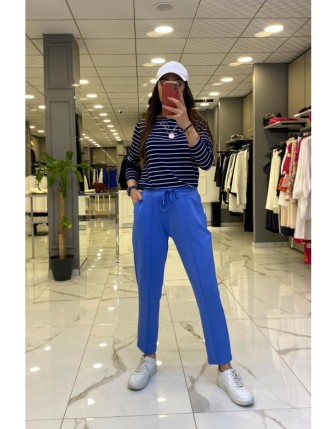 On Fashıon Mavi  Beli Lastikli Cep Detaylı Eşofman Altı