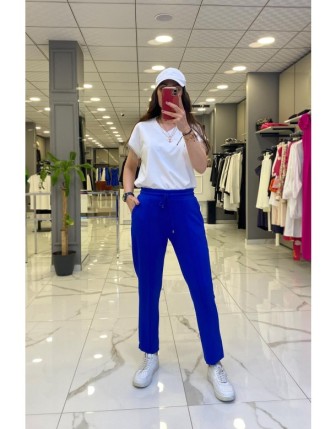 On Fashıon Saks Beli Lastikli Cep Detaylı Eşofman Altı