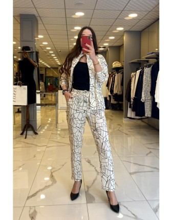 On Fashıon Kum Kendinden Desenli Cep Detaylı Beli Lastikli Pantolon 