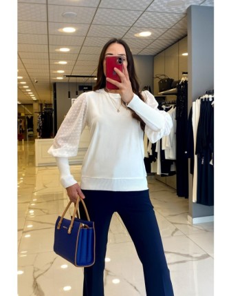 On Fashion Ekru Kolları Manşetli Bluz