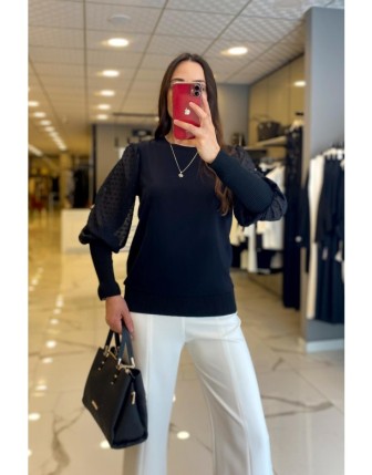 On Fashion Siyah Kolları Manşetli Bluz