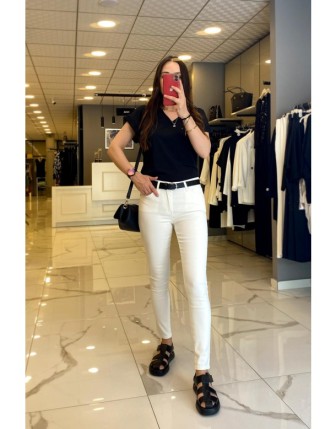 Ekol Ekru Dar Paça Kot Pantolon