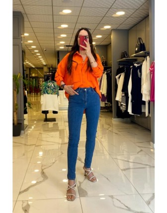 Ekol Mavi Dar Paça Kot Pantolon 