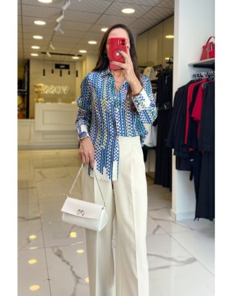 Ekol Gold Saten Desenli Düğmeli Gömlek