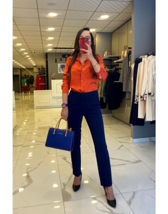 Ekol Lacivert  Cep Detaylı Dar Paça Pantolon 